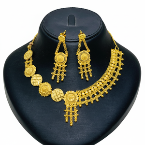 Elegant 24K Gold Plated Trendy Flower <b>Box</b> Chain <b>Necklace</b> <b>Jewelry</b> Set for Women-Wedding & Party Charm - Product Image 2