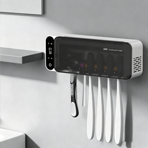 Stérilisateur de brosses à dents mural UV avec fenêtre transparente, affichage numérique, support familial pour brosses à dents avec ventilateur et chauffage - Product Image 5