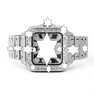 Montre automatique carrée pour homme, style Hip Hop de luxe, entièrement sertie de moissanite, chiffres arabes argentés - Product Image 1