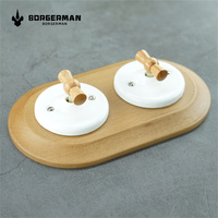 Borgerman Design Contemporain Céramique Vintage Prise Murale Rétro Prise à Bascule Base en Bois Double Prise Murale pour la Maison