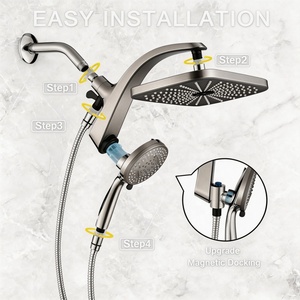 Système <span class=keywords><strong>de</strong></span> <span class=keywords><strong>douche</strong></span> chromé avec fixation magnétique intégrée, douchette murale et <span class=keywords><strong>pommeau</strong></span> fixe, 10 modes <span class=keywords><strong>de</strong></span> jet - Product Image 3