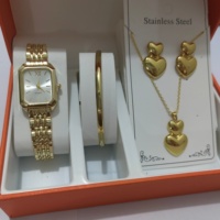 5 Buah Jam Tangan Kuarsa Berlian Imitasi Persegi Panjang Elegan Wanita Set Perhiasan Jam Tangan Wanita Modis Hadiah Jam Anak Perempuan Reloj Mujer