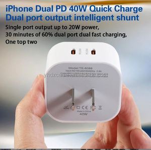 High Quality Travel Charger Multi PD Type C Power Adapter Dual Charging Box <b>Plug</b> Brick Cube Usb C Wall Charger Block - Product Image 3