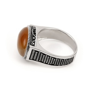 Kaanjewelry Hợp Thời Trang Phong Cách Dân Tộc Phong Cách 925 Sterling Bạc Đá Agate Nhẫn Cho Nam Giới Nhẫn Tốt Với Đá Agate Tự Nhiên - Product Image 3