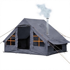 Tente Gonflable Portable Facile à Monter avec Pompe Manuelle pour 2-4 Personnes, <span class=keywords><strong>Camping</strong></span>, Fenêtre Panoramique, Imperméable, Tissu Oxford, Glamping, Prise de Poêle - Product Image 1