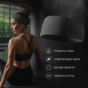 Custom Logo <strong>Womens</strong> Wide Sweat Wicking <strong>Sports</strong> <strong>Headband</strong> <strong>for</strong> Fitness Yoga Running and Outdoor Workouts - Product Image 2