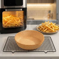 Feuilles de cuisson pour friteuse à air chaud, 50 pièces, écologiques, 6,3 pouces, antiadhésives, en papier alimentaire, résistantes au four, anti-graisse, jetables