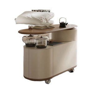 Beweglicher Massiver Walnussholz-Teetisch mit Stauraum und Drehfunktion für Wohnzimmer, Balkon & Büronutzung - Product Image 5