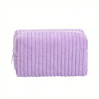 Pochette de maquillage portable en peluche douce multicolore à rayures verticales, sac de rangement portable pour produits de soin de la peau et cosmétiques