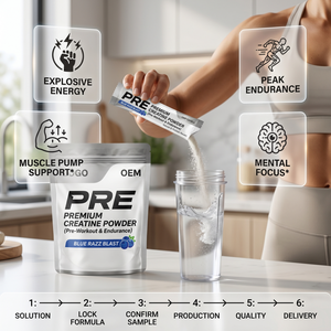 Suplemento Halal para Aumentar la Energía Muscular, Directo de Fábrica, ODM, Plazo de Entrega Rápido, Suplemento Premium para la Resistencia, Creatina <span class=keywords><strong>en</strong></span> Polvo Pre-Entrenamiento con Sabor, Venta al Por Mayor - Product Image 2