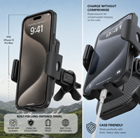 Support de téléphone portable pour grille d'aération de voiture avec poignée et déverrouillage à une touche, en plastique ABS, utilisation facile à une main