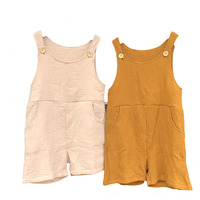 Haute qualité décontracté bébé ensemble maman moi mousseline combinaison courte avec mignon couleur unie bande taille personnalisée garçons filles automne printemps