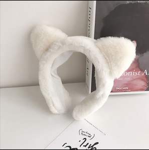 عرض خاص إكسسوارات شعر نسائية أنيقة بسيطة عريض من القطيفة مع آذان القطة عصابة شعر للفتيات - Product Image 2