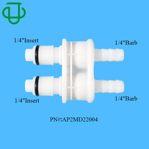 Conector macho de conexión rápida de plástico POM de doble orificio serie APC de 1/4 pulgada con válvula de cierre para tuberías de agua y fluidos - Product Image 2