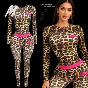 Set Celana Motif Leopard Wanita 2025  Pakaian Santai  Dengan Bordir LOGO Kustom Set Wanita Motif Cheetah Set Dua Potong Wanita - Product Image 1
