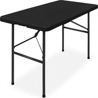 Table pliante rectangulaire en acier allié et plastique de 1,2 m, robuste, portable, avec poignée de verrouillage, pour pique-nique, fête, camping