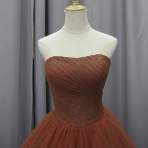 Robe de soirée élégante à épaules dénudées, col cœur, manches en tulle détachables, coupe trapèze, Mz0032 - Product Image 5