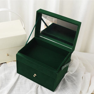 Hộp Quà Tặng Cao Cấp Hộp Đựng Trang Sức Ngăn Kéo 2 Lớp Bằng Nhung Da Lộn Hộp Đựng Mỹ Phẩm Son Môi Hoa Hồng Có Ngăn Kéo - Product Image 4