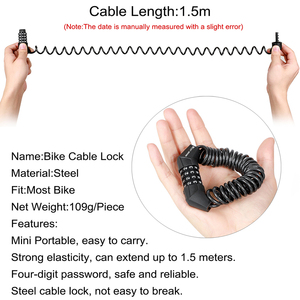 Bloqueo de contraseña de combinación portátil de 4 dígitos para <span class=keywords><strong>casco</strong></span> de bicicleta y Cable de seguridad <span class=keywords><strong>antirrobo</strong></span> de motocicleta para montar en bicicleta - Product Image 3