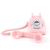 Téléphone rétro de style antique avec fonction enregistreur vocal intégré et haut-parleur - Décoration fonctionnelle à cadran rotatif pour la maison