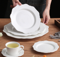 Assiettes de dîner rondes en céramique blanche écologiques, modernes, en porcelaine fine et durable, pour mariage et restaurant