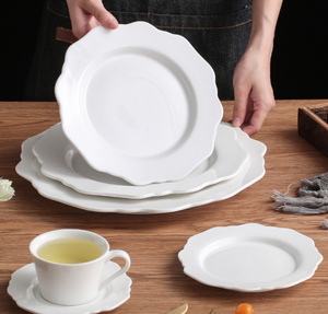 Vajilla de Cerámica Blanca en Forma de Girasol, Moderna, con Encaje Blanco, Duradera, de Porcelana Fina, Platos para Cena, para Bodas y Restaurantes - Product Image 2