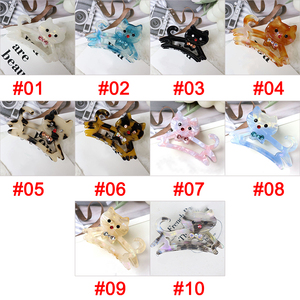 Fille 6cm acide acétique mignon cheveux griffes coeur mignon moyen mignon animal requin pince pour dame français diamant-inset chat acétate pince à cheveux - Product Image 5