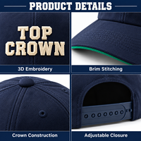 Casquette de baseball décontractée streetwear OEM ODM haut de gamme à six panneaux avec logo brodé en relief, visière incurvée et fermeture arrière réglable