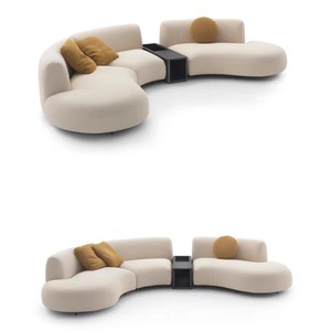 <span class=keywords><strong>Divano</strong></span> in Tessuto Combinato per Soggiorno, Stile Minimalista Italiano, Classico <span class=keywords><strong>Vintage</strong></span> <span class=keywords><strong>Curvo</strong></span> e Moderno - Product Image 1