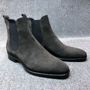 Faux Deerskin <span class=keywords><strong>Chelsea</strong></span> hommes bottes Stretch mi-mollet daim chaussures bottes bottes hommes Zapatos De Hombre - Product Image 3