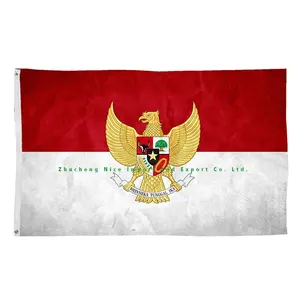 Promosi Spanduk Luar Ruangan Indonesia 100% Poliester 3X5 Kaki Bendera Indonesia dengan 2 Grommet