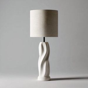 Lampe de table LED moderne minimaliste en PETG blanc ondulé, télécommande, abat-jour en tissu de lin, style Wabi Sabi, vente en gros d'usine - Product Image 2