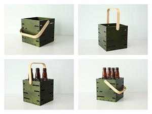 Boîte de transport en bois Vietnam Cube, teintée noir, brun, vert, avec poignée en bois courbé, 4 compartiments, coffret cadeau OEM - Product Image 6