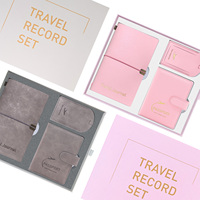 Ensemble de carnets de voyage en cuir PU souple avec logo personnalisé pour cadeaux d'entreprise, ensemble de bureau avec boîte cadeau