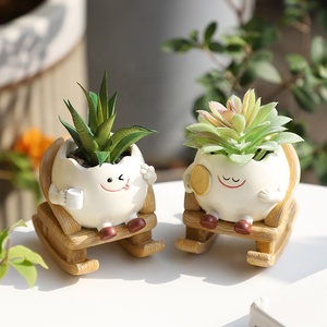 Lot de 4 pots de fleurs de 3 pouces en résine, motif personnage de dessin animé mignon, en forme de chaise longue/balançoire, <span class=keywords><strong>pour</strong></span> plantes succulentes, ornement de bureau, <span class=keywords><strong>pour</strong></span> la maison, le jardin, <span class=keywords><strong>cadeau</strong></span> - Product Image 3