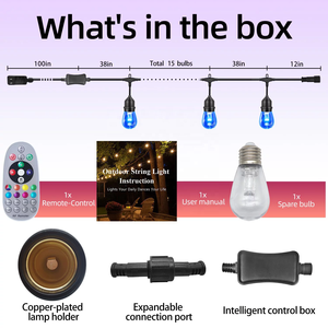 Comercial RGBW <span class=keywords><strong>48ft</strong></span> colgante RGB Patio impermeable jardín fiesta cadena luces S14 Control remoto 12V 110V 220V regulable LED - Product Image 6