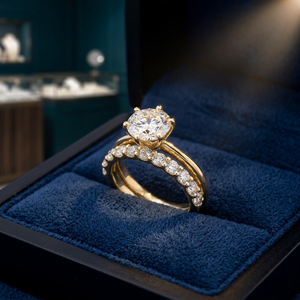 แหวนแต่งงานผู้หญิงทรงกลมประดับเพชรโมอิสซาไนต์ TISHYA DIAMOND เงินสเตอร์ลิงชุบทอง น้ำหนัก 3.00 กะรัต 5 กรัม ดีไซน์วินเทจ พร้อมชุดแหวน - Product Image 3