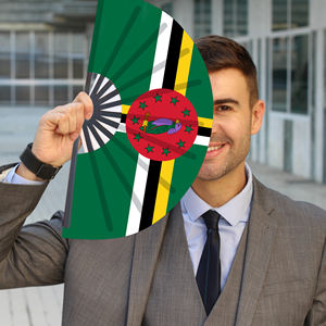 Vente en gros de drapeau de la Dominique Éventails pliants en bambou pour carnaval, mariage, festival Fan, fête, <span class=keywords><strong>agence</strong></span> de voyage - Product Image 3