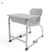 Tables d'école pas chères, mobilier de salle de classe, bureau et chaise pour étudiants, tables ergonomiques en plastique gris, siège individuel bleu ciel, durables