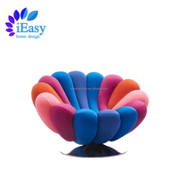 IEasyFurniture Moderne Rotatif Rond Anémone Loisirs Chaise Pétale Chaise Tournante Velours Tissu Accent Chaise Salon Canapé Simple