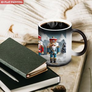 Frosted Black Ceramic Mug 11oz Heat Activated Color Changing Cup With <b>Nutcracker</b> Design - Product Image 3