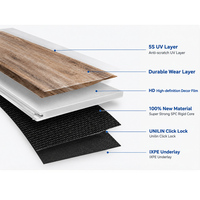 Mingman 1220x183x6mm SPC-Vinylboden mit IXPE-Unterlage, wasserdicht, geräuscharm, Klick-Verlegung für Haus, Küche, Bad