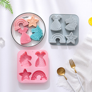 4-Cavity Star Rainbow Nonstick Silicone <b>Cake</b> <b>Molds</b> Food-Grade Reusable Cute Silicone Magnetic Chocolate, Candy & Ice DIY <b>Mold</b> - Product Image 3