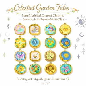 Cuentos del Jardín Celestial |   Dijes de Acero Inoxidable con Baño de Oro PVD de 18K y Esmalte Pintado a Mano |   Colgantes Impermeables y Resistentes al Deslustre - Product Image 1