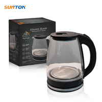 SUNTON usine de gros chauffe-eau rapide pour hôtel cruche électrique sans fil 1500W/1800W bouilloire électrique en verre transparent