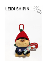 Porte-clés chien en peluche douce Kawaii avec bonnet tricoté rouge, breloque de sac chiot mignon, jouet animal en peluche, pendentif pour sac d'école pour filles, cadeau d'anniversaire