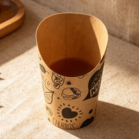 Vaso de papel kraft inclinado para palomitas de maíz y castañas, soporte personalizado impreso para aperitivos, para patatas fritas, patatas chips y embalaje de comida para llevar