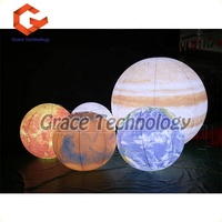 Planètes gonflables lumineuses à LED, ballon Terre, système solaire suspendu, neuf boules de planètes pour la décoration