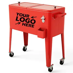 75L Patio Cooler On Wheels Cart Ice Bucket