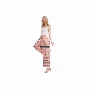 Pantaloni Harem da Donna J712 a Vita Alta in Maglia di Cotone e Spandex, Larghi, Lunghezza alla Caviglia, con Stampa a Lettere, Casual Estivi - Product Image 1